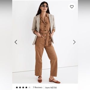 Madewell long-sleeve tie-waist fatigue jumpsuit